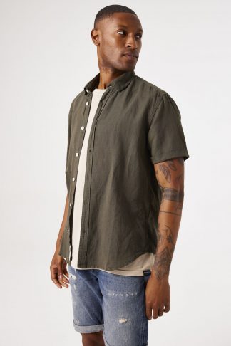 Pánská zelená lněná košile Garcia jeans Z1171 20500