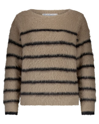 Dámský svetr Red Button Fuzzy sweater stripe Latte/Black