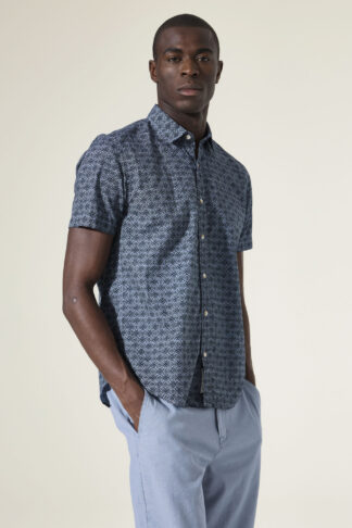 Pánská modrá košile potisk krátký rukáv Garcia jeans