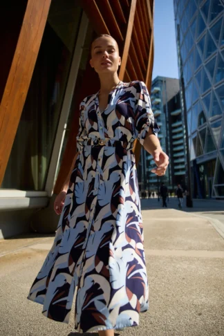 Dámské modré košilové midi šaty Moodo