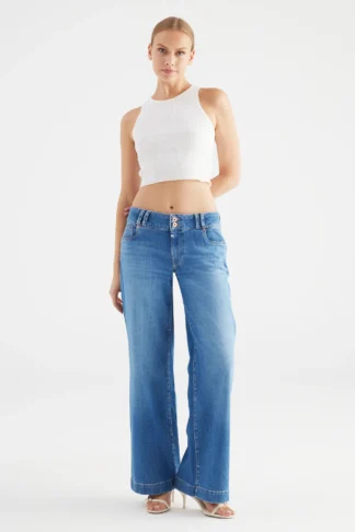 Dámské široké rifle C.O.J. jeans Carlotta medium blue